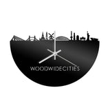 Skyline Klok WoodWideCities Zwart Glanzend