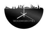 Skyline Klok WoodWideCities Zwart Glanzend