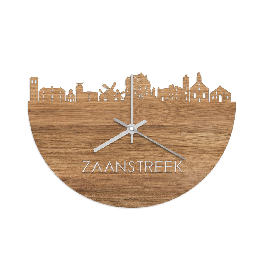 Skyline Klok Zaanstreek Eiken houten cadeau wanddecoratie relatiegeschenk van WoodWideCities