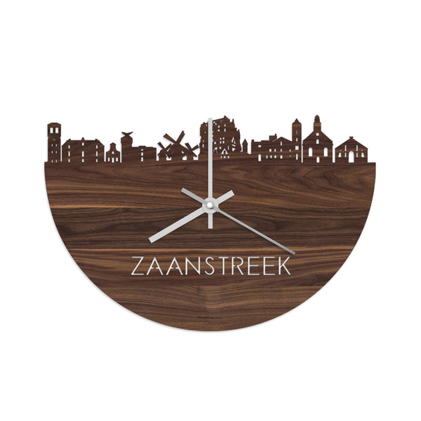 Skyline Klok Zaanstreek Noten houten cadeau wanddecoratie relatiegeschenk van WoodWideCities