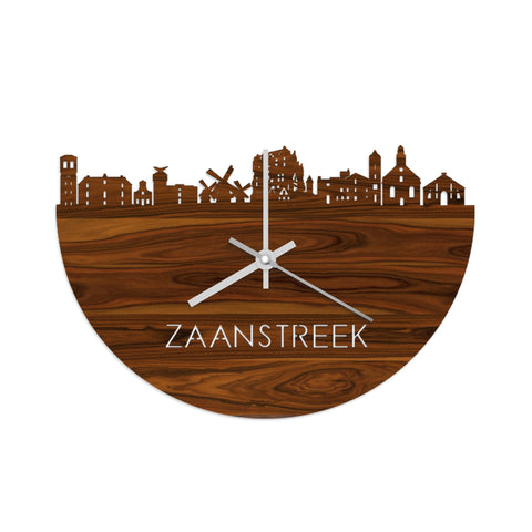 Skyline Klok Zaanstreek Palissander houten cadeau wanddecoratie relatiegeschenk van WoodWideCities