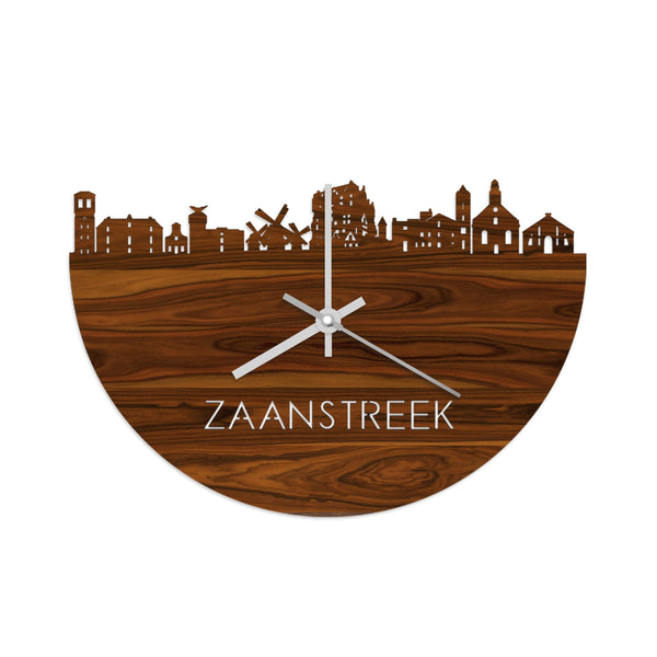Skyline Klok Zaanstreek Palissander houten cadeau wanddecoratie relatiegeschenk van WoodWideCities