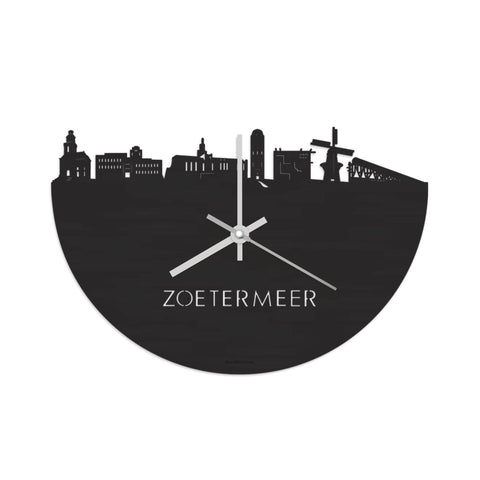 Skyline Klok Zoetermeer Black Zwart  houten cadeau wanddecoratie relatiegeschenk van WoodWideCities