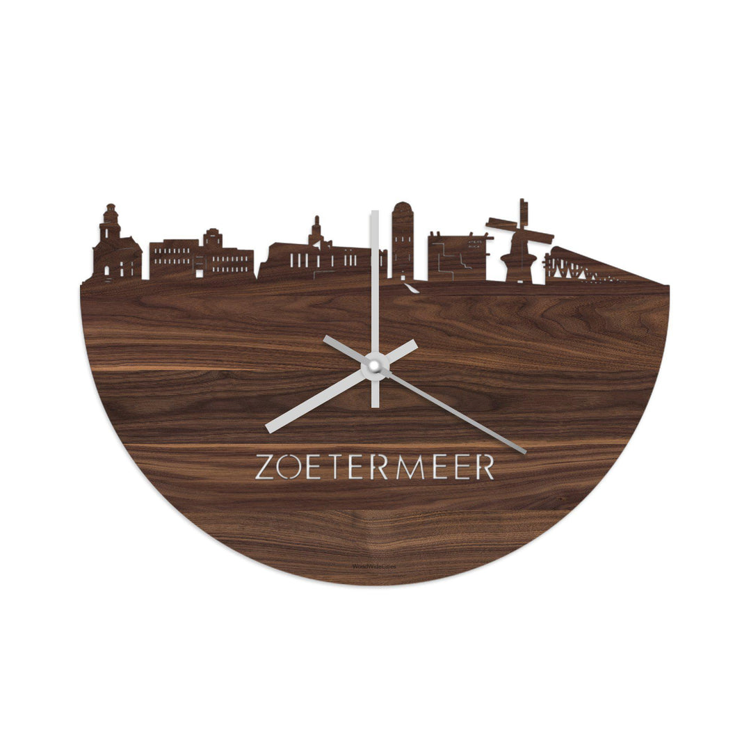 Skyline Klok Zoetermeer Noten Noten  houten cadeau wanddecoratie relatiegeschenk van WoodWideCities