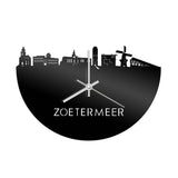 Skyline Klok Zoetermeer Zwart glanzend gerecycled kunststof cadeau wanddecoratie relatiegeschenk van WoodWideCities