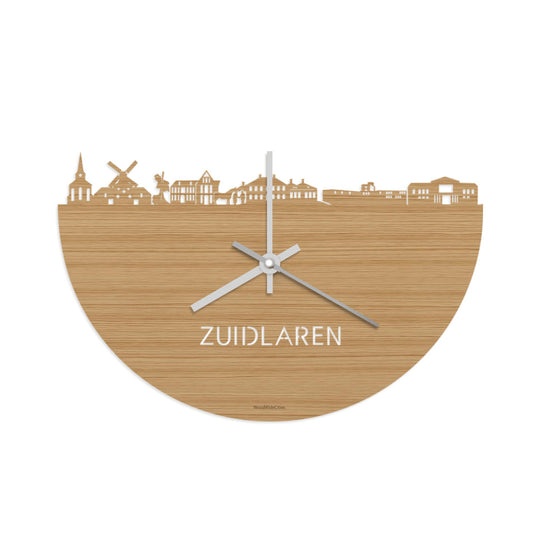Skyline Klok Zuidlaren Bamboe houten cadeau wanddecoratie relatiegeschenk van WoodWideCities