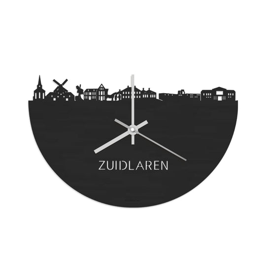 Skyline Klok Zuidlaren Black houten cadeau wanddecoratie relatiegeschenk van WoodWideCities