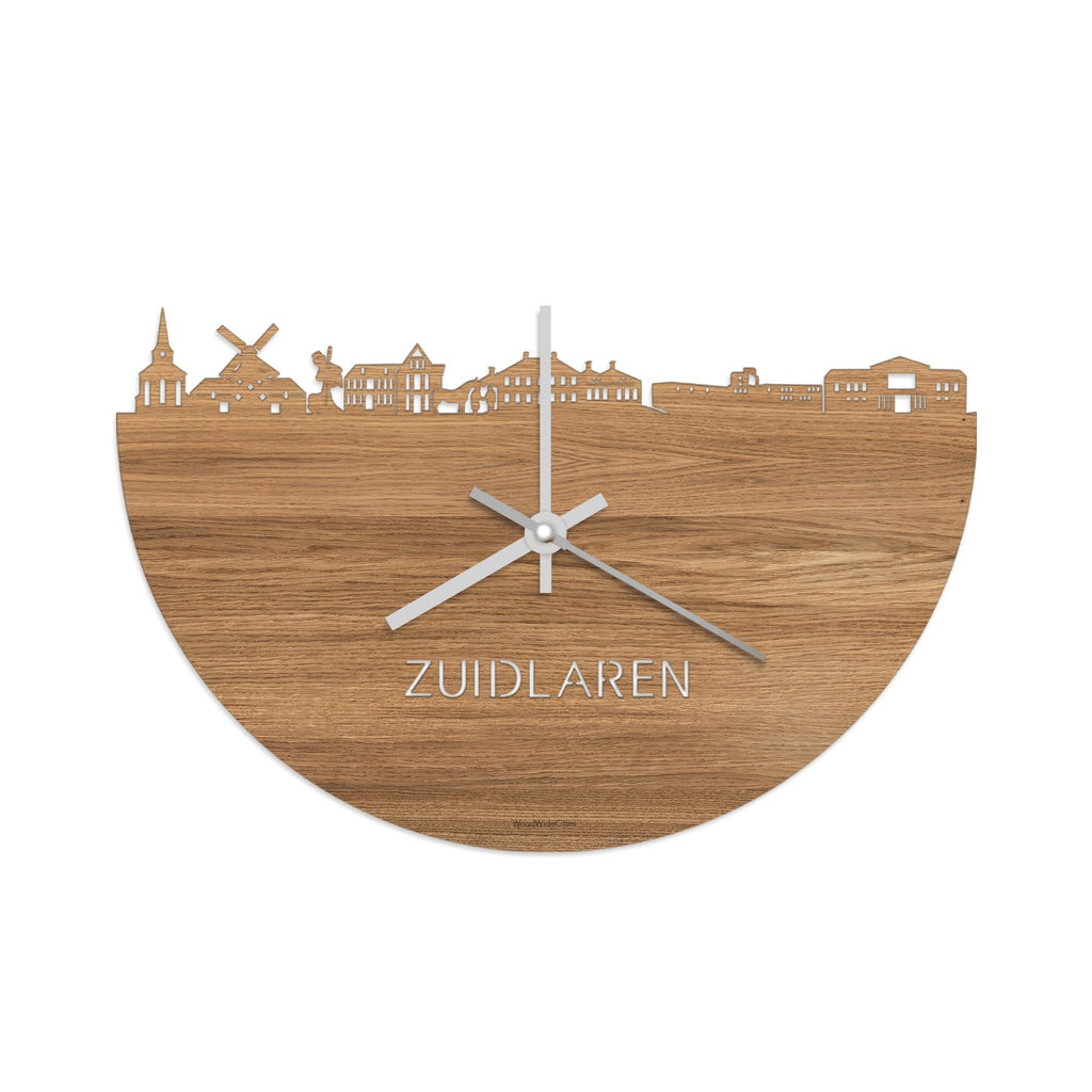 Skyline Klok Zuidlaren Eiken houten cadeau wanddecoratie relatiegeschenk van WoodWideCities