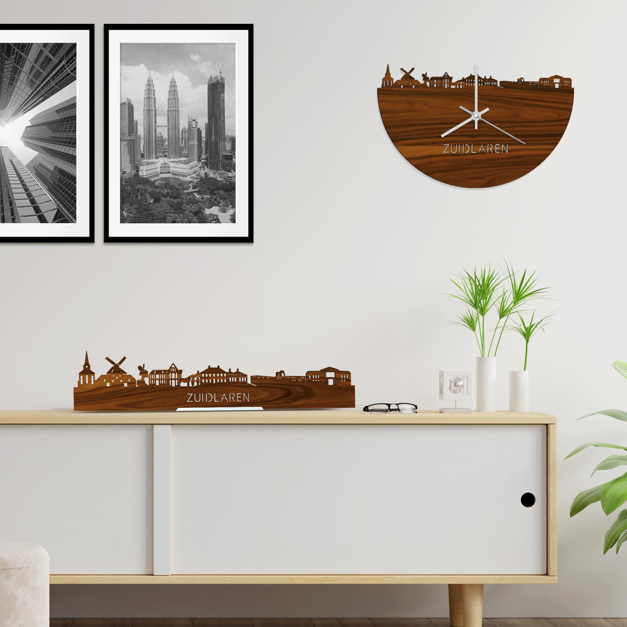 Skyline Klok Zuidlaren Palissander houten cadeau decoratie relatiegeschenk van WoodWideCities