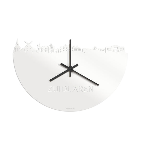 Skyline Klok Zuidlaren Wit glanzend gerecycled kunststof cadeau wanddecoratie relatiegeschenk van WoodWideCities