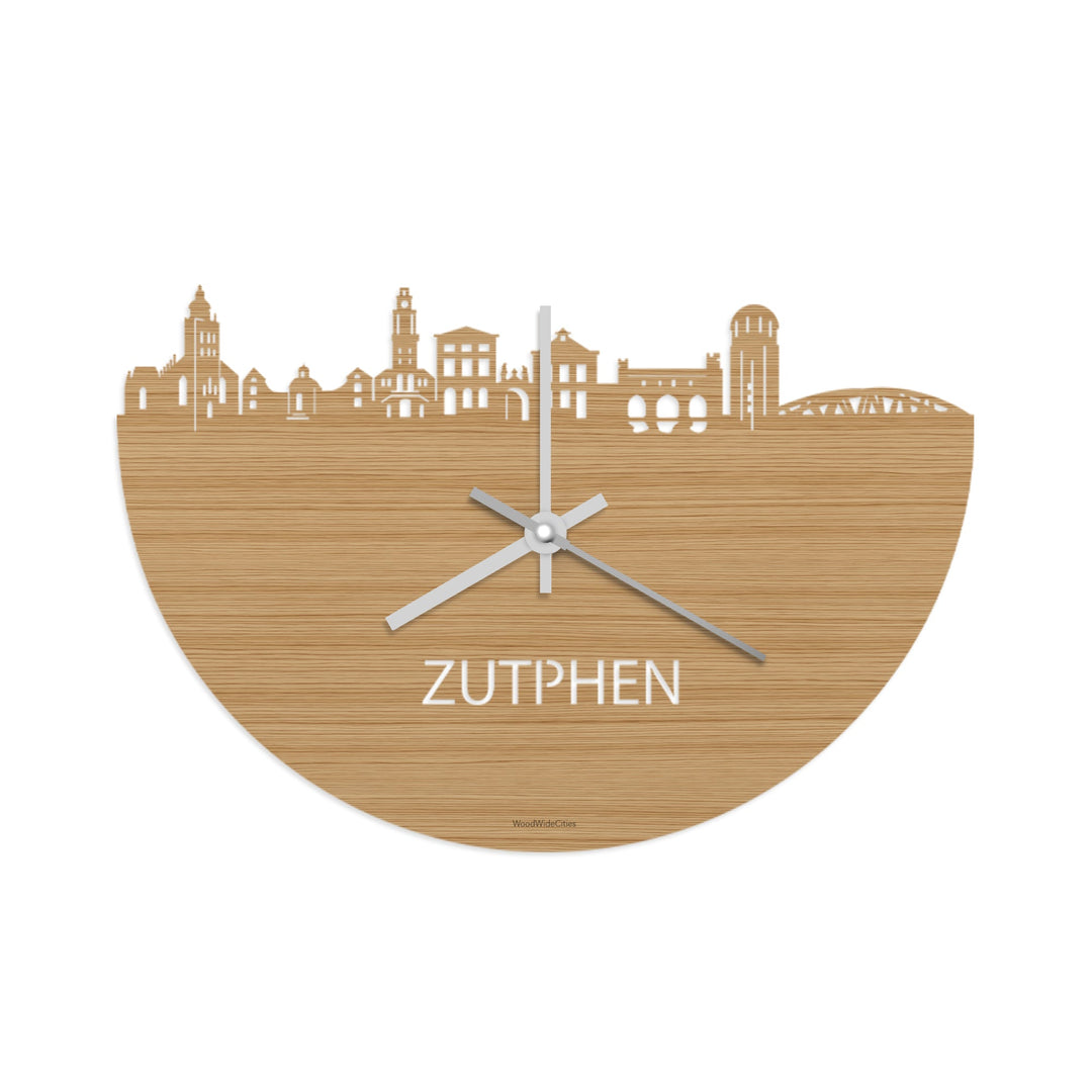 Skyline Klok Zutphen Bamboe houten cadeau wanddecoratie relatiegeschenk van WoodWideCities