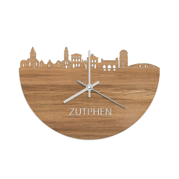 Skyline Klok Zutphen Eiken houten cadeau wanddecoratie relatiegeschenk van WoodWideCities
