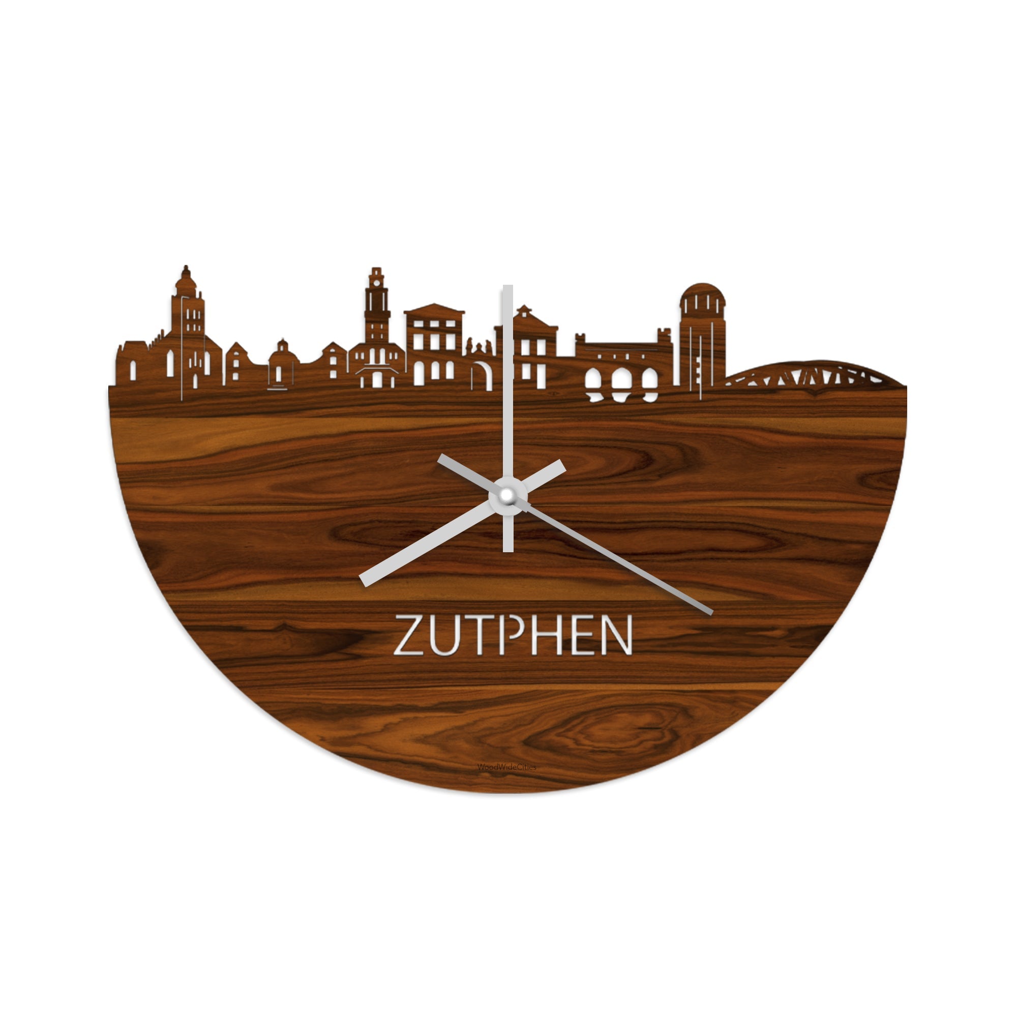 Skyline Klok Zutphen Palissander houten cadeau decoratie relatiegeschenk van WoodWideCities