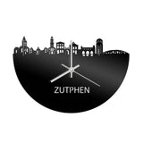 Skyline Klok Zutphen Zwart glanzend gerecycled kunststof cadeau wanddecoratie relatiegeschenk van WoodWideCities