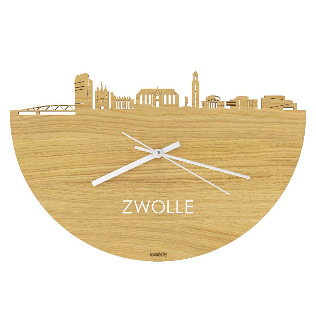 Skyline Klok Zwolle Eiken Eiken houten cadeau wanddecoratie relatiegeschenk van WoodWideCities