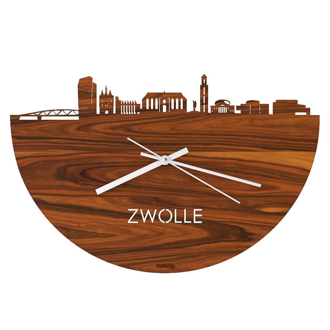 Skyline Klok Zwolle Palissander Palissander houten cadeau wanddecoratie relatiegeschenk van WoodWideCities