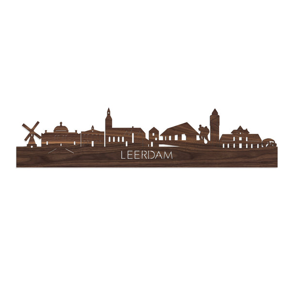 Skyline Leerdam Noten houten cadeau decoratie relatiegeschenk van WoodWideCities