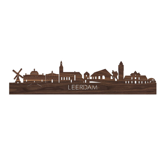 Skyline Leerdam Noten houten cadeau decoratie relatiegeschenk van WoodWideCities