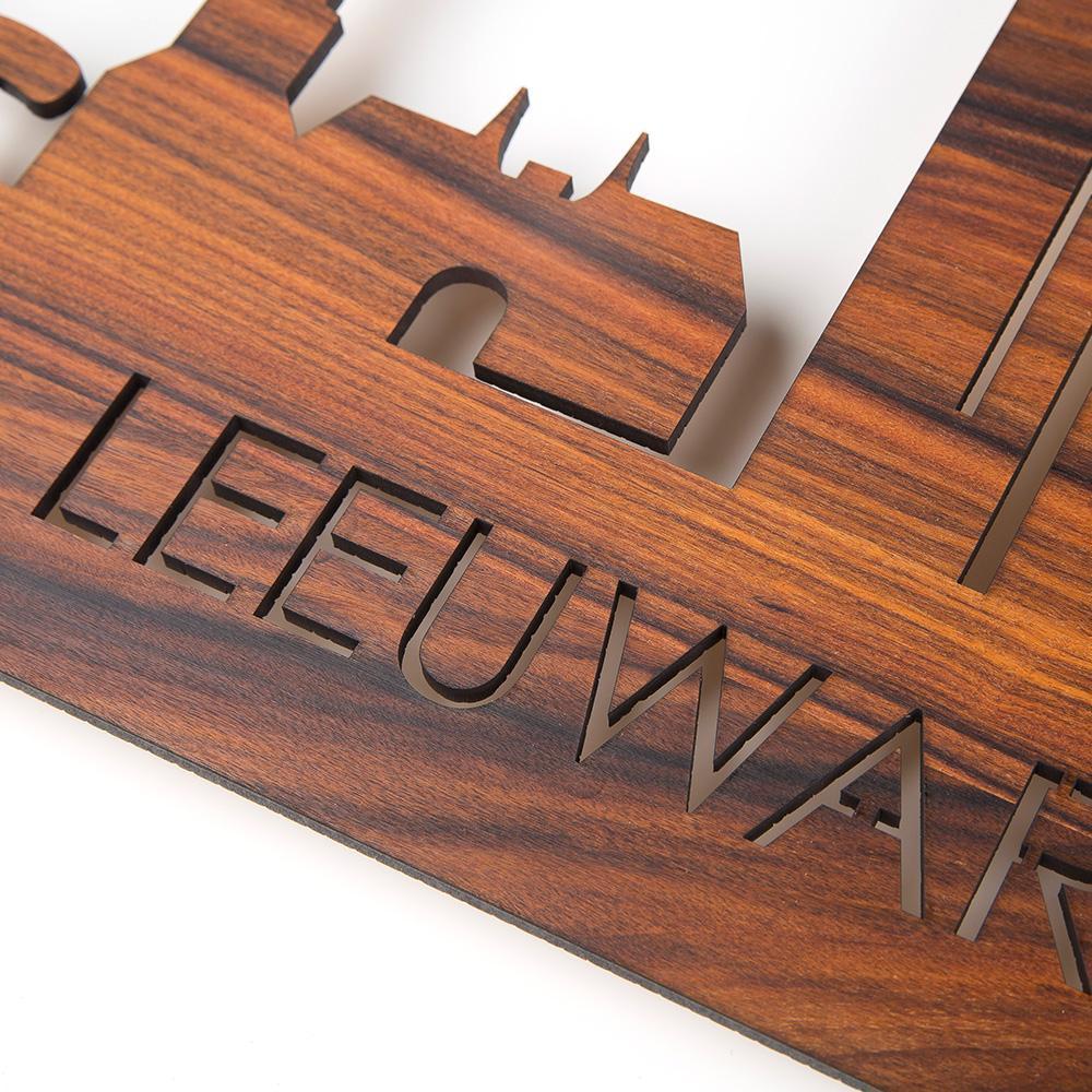 Skyline Leeuwarden Palissander houten cadeau decoratie relatiegeschenk van WoodWideCities