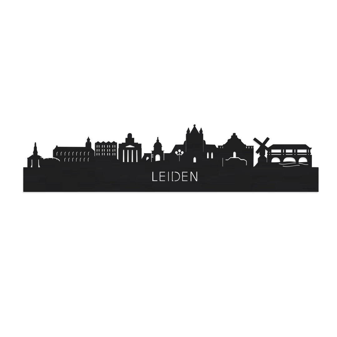 Skyline Leiden Black houten cadeau decoratie relatiegeschenk van WoodWideCities