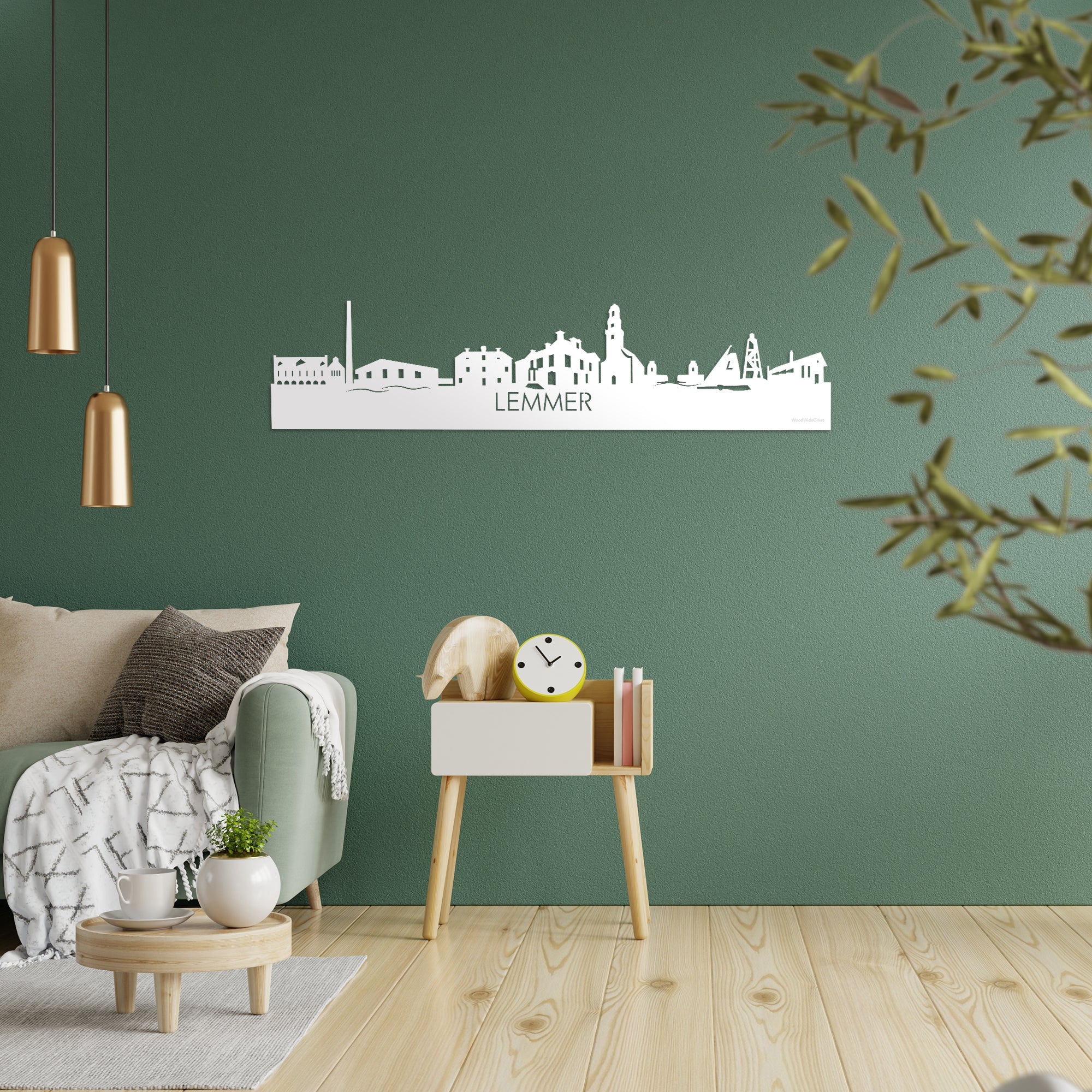 Skyline Lemmer Wit glanzend gerecycled kunststof cadeau decoratie relatiegeschenk van WoodWideCities