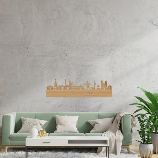 Skyline Loon op Zand Bamboe houten cadeau decoratie relatiegeschenk van WoodWideCities