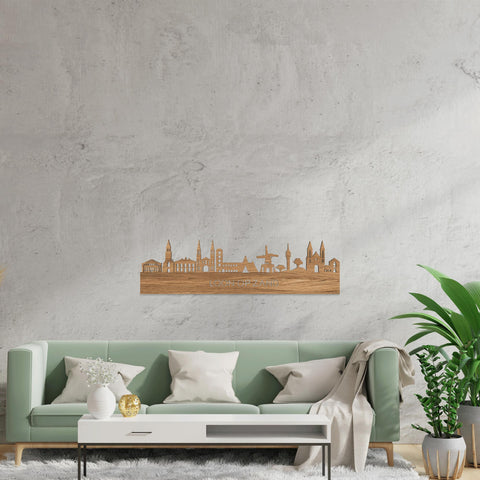 Skyline Loon op Zand Eiken houten cadeau decoratie relatiegeschenk van WoodWideCities