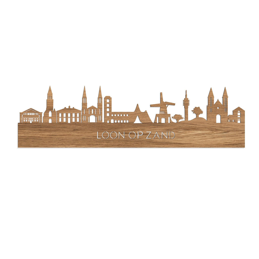Skyline Loon op Zand Eiken houten cadeau decoratie relatiegeschenk van WoodWideCities