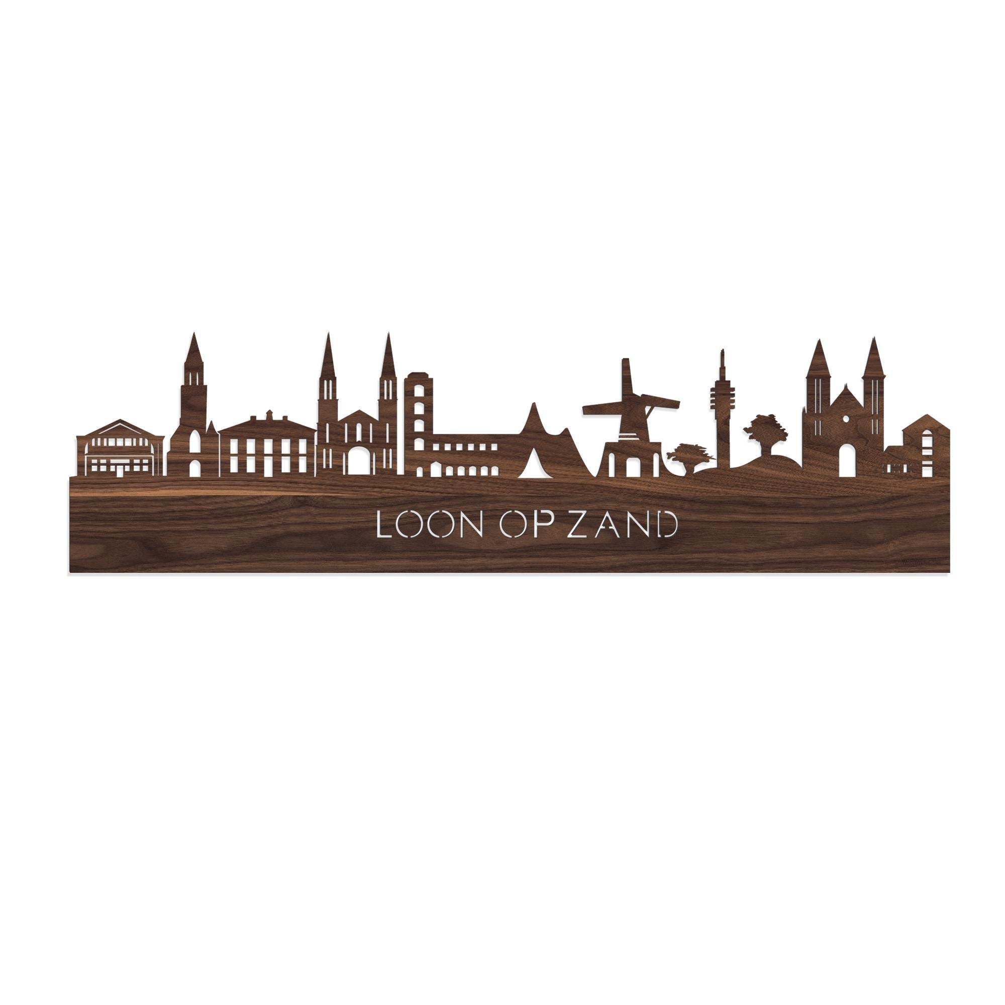 Skyline Loon op Zand Noten houten cadeau decoratie relatiegeschenk van WoodWideCities