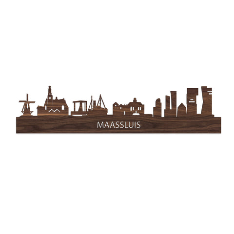 Skyline Maassluis Noten houten cadeau decoratie relatiegeschenk van WoodWideCities