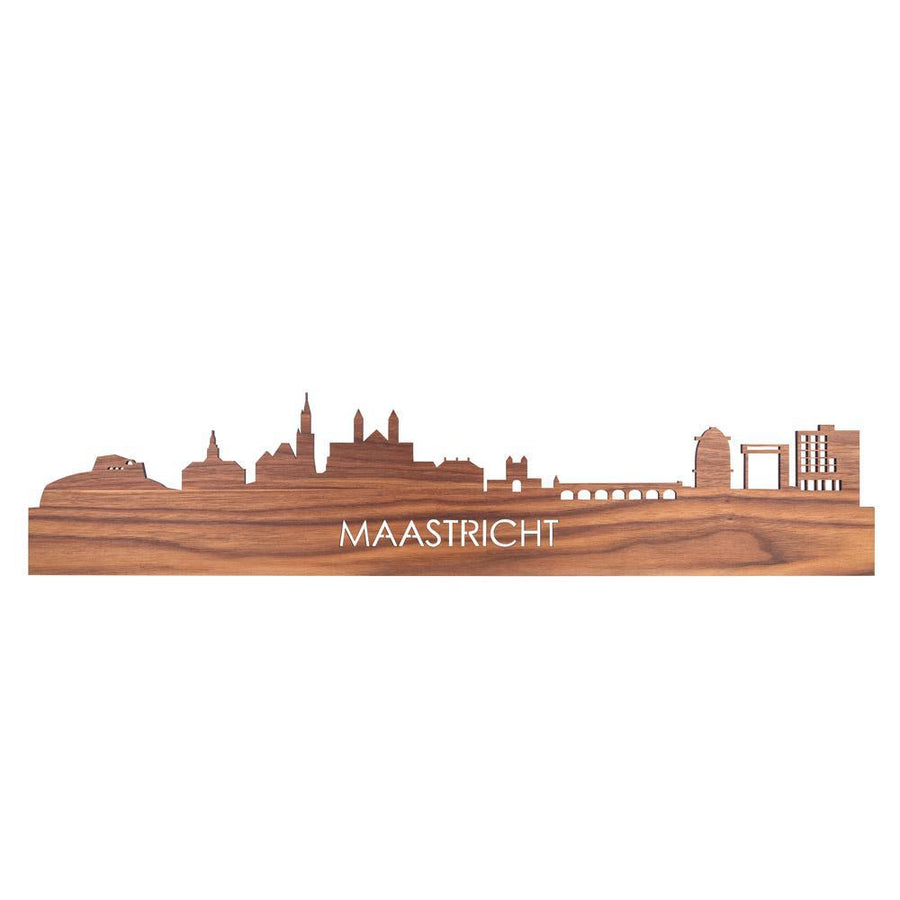 Skyline Maastricht Noten houten cadeau decoratie relatiegeschenk van WoodWideCities