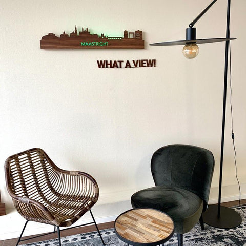 Skyline Maastricht Noten houten cadeau decoratie relatiegeschenk van WoodWideCities