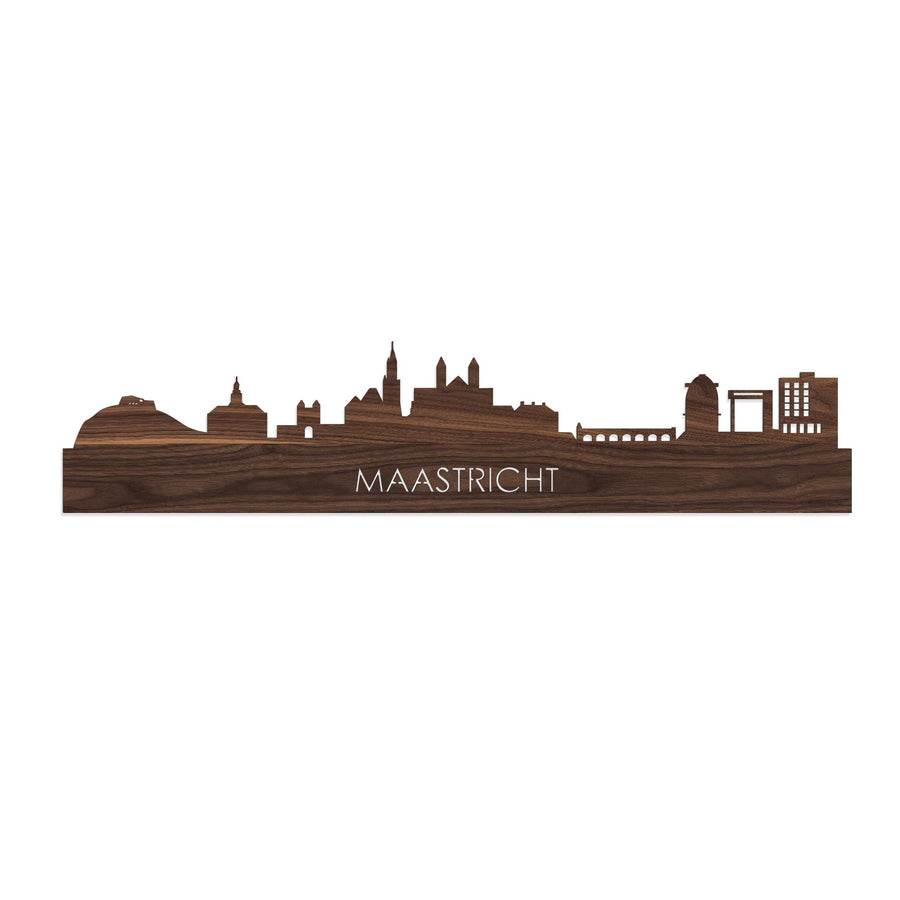 Skyline Maastricht Noten houten cadeau decoratie relatiegeschenk van WoodWideCities