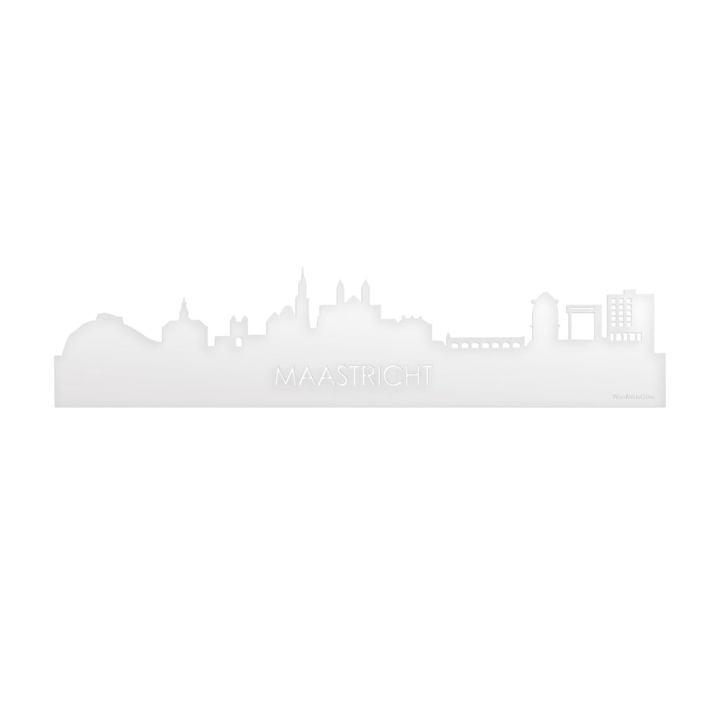 Skyline Maastricht Wit glanzend gerecycled kunststof cadeau decoratie relatiegeschenk van WoodWideCities