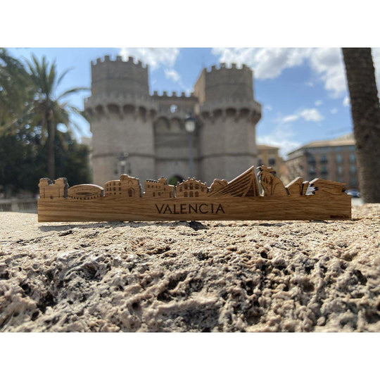 Skyline Magneet Valencia houten cadeau decoratie relatiegeschenk van WoodWideCities