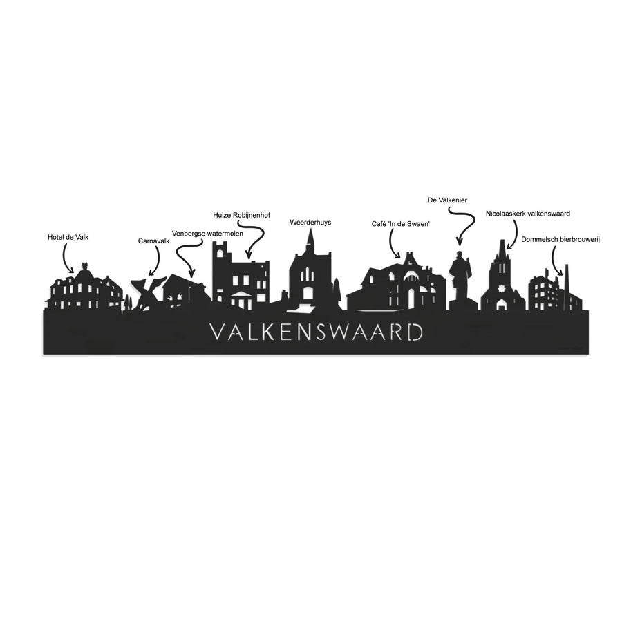 Skyline Magneet Valkenswaard houten cadeau decoratie relatiegeschenk van WoodWideCities