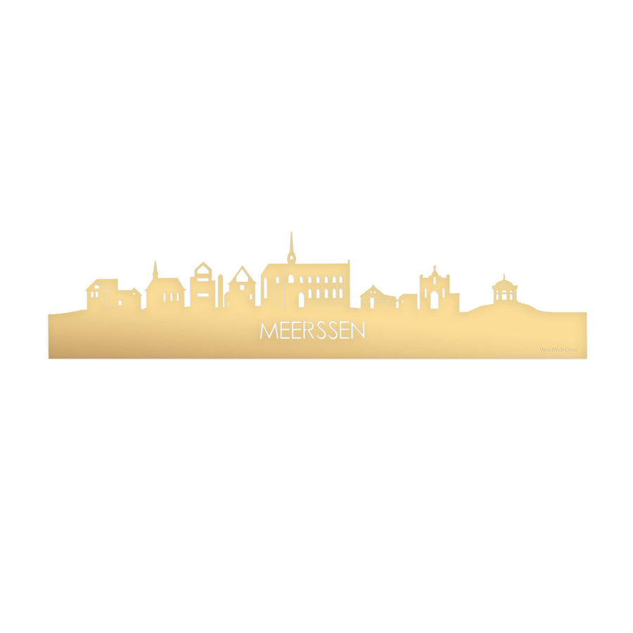 Skyline Meerssen Metallic Goud gerecycled kunststof cadeau decoratie relatiegeschenk van WoodWideCities