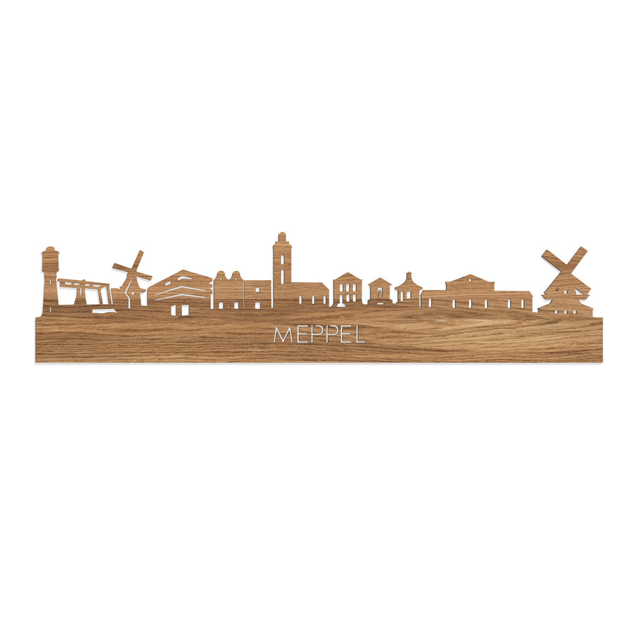 Skyline Meppel Eiken houten cadeau decoratie relatiegeschenk van WoodWideCities
