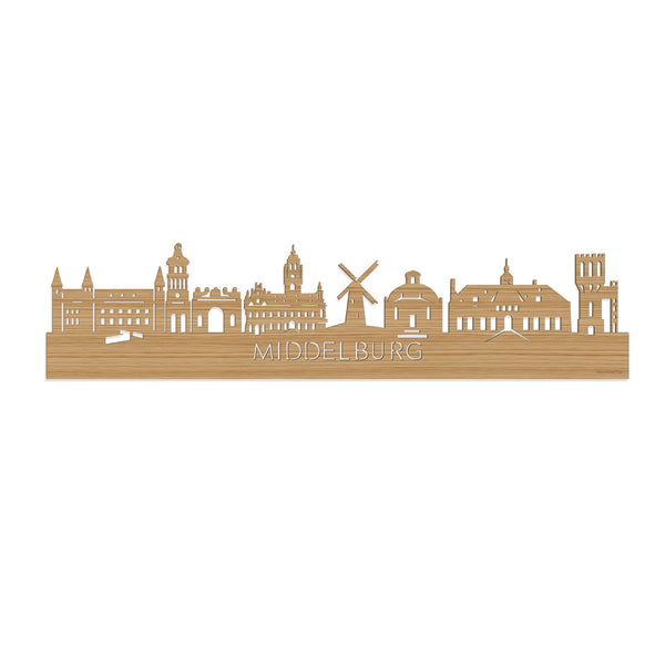 Skyline Middelburg Bamboe houten cadeau decoratie relatiegeschenk van WoodWideCities