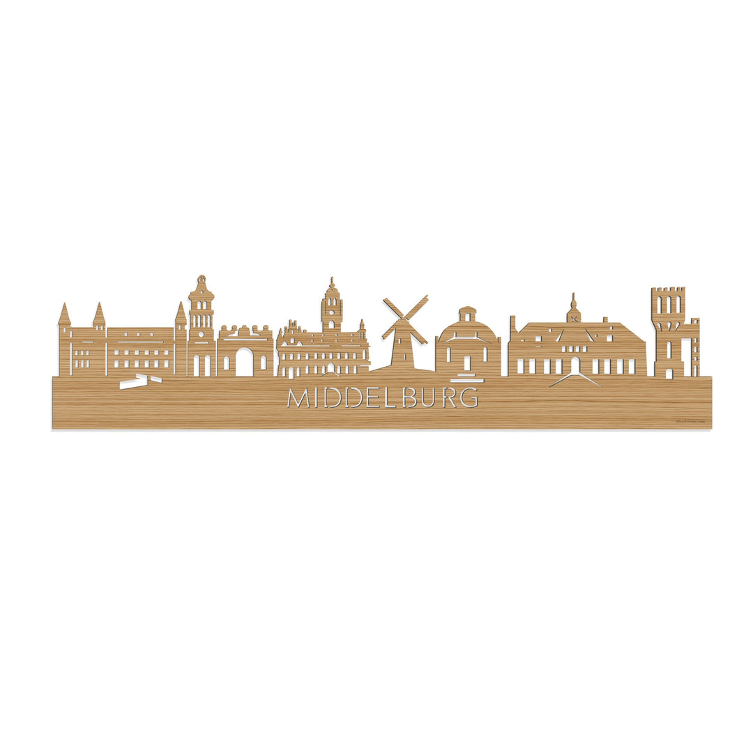 Skyline Middelburg Bamboe houten cadeau decoratie relatiegeschenk van WoodWideCities