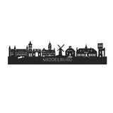 Skyline Middelburg Zwart houten cadeau decoratie relatiegeschenk van WoodWideCities