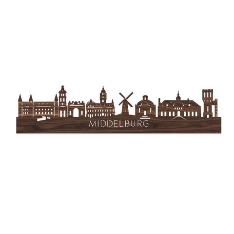 Skyline Middelburg Noten houten cadeau decoratie relatiegeschenk van WoodWideCities