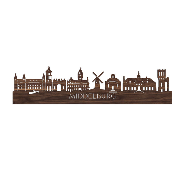 Skyline Middelburg Noten houten cadeau decoratie relatiegeschenk van WoodWideCities