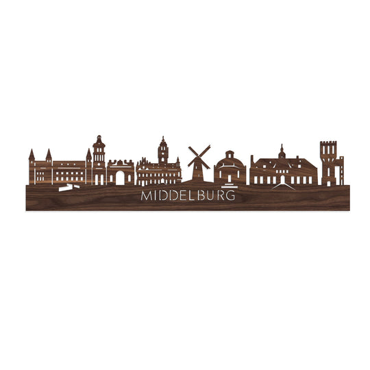 Skyline Middelburg Noten houten cadeau decoratie relatiegeschenk van WoodWideCities
