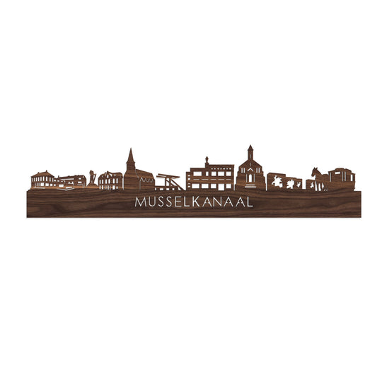 Skyline Musselkanaal Noten houten cadeau decoratie relatiegeschenk van WoodWideCities