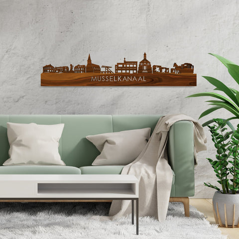 Skyline Musselkanaal Palissander houten cadeau decoratie relatiegeschenk van WoodWideCities