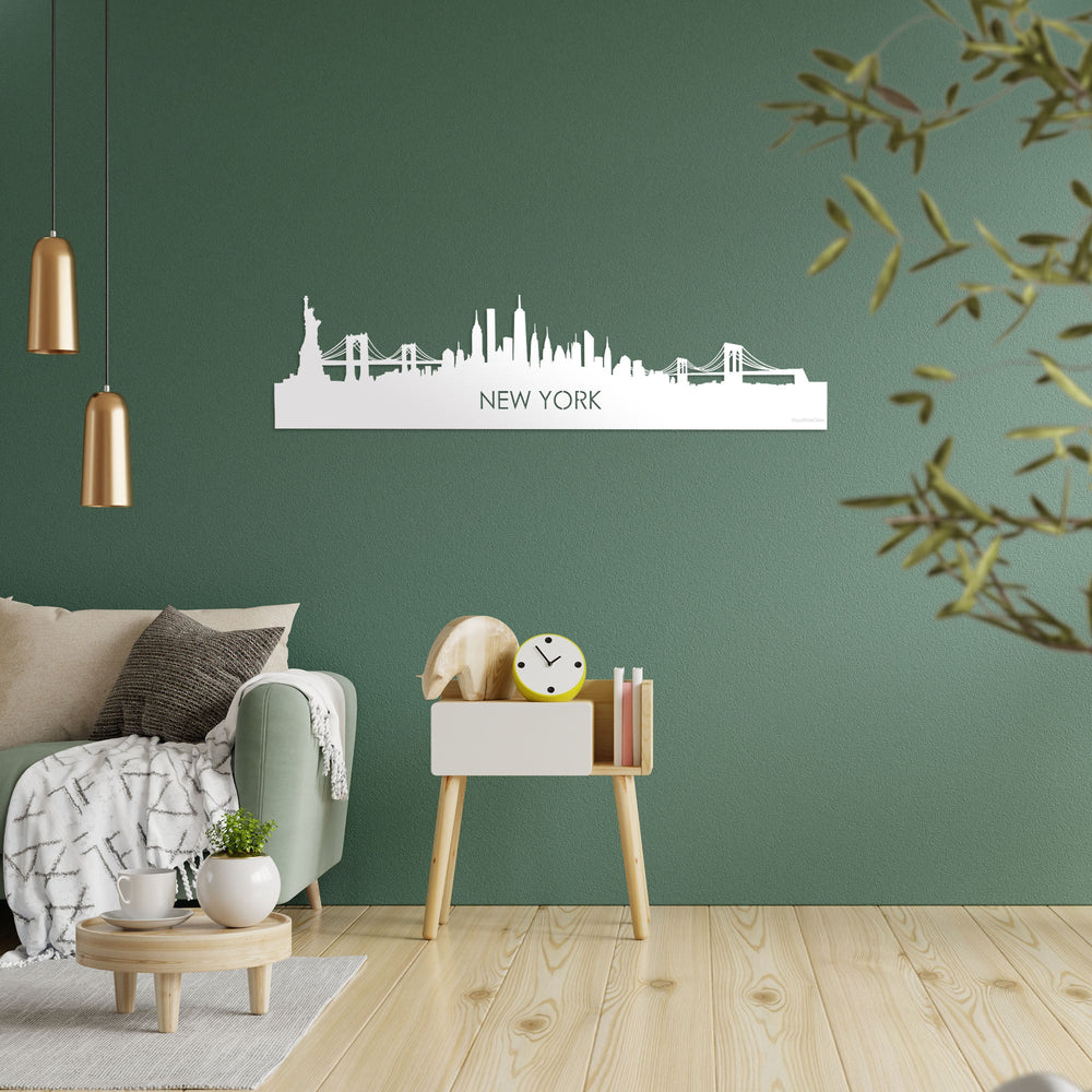 Skyline New York Wit glanzend gerecycled kunststof cadeau decoratie relatiegeschenk van WoodWideCities