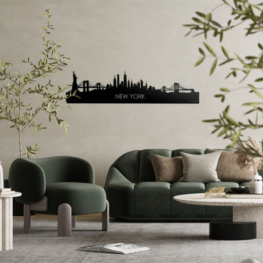 Skyline New York Zwart glanzend gerecycled kunststof cadeau decoratie relatiegeschenk van WoodWideCities
