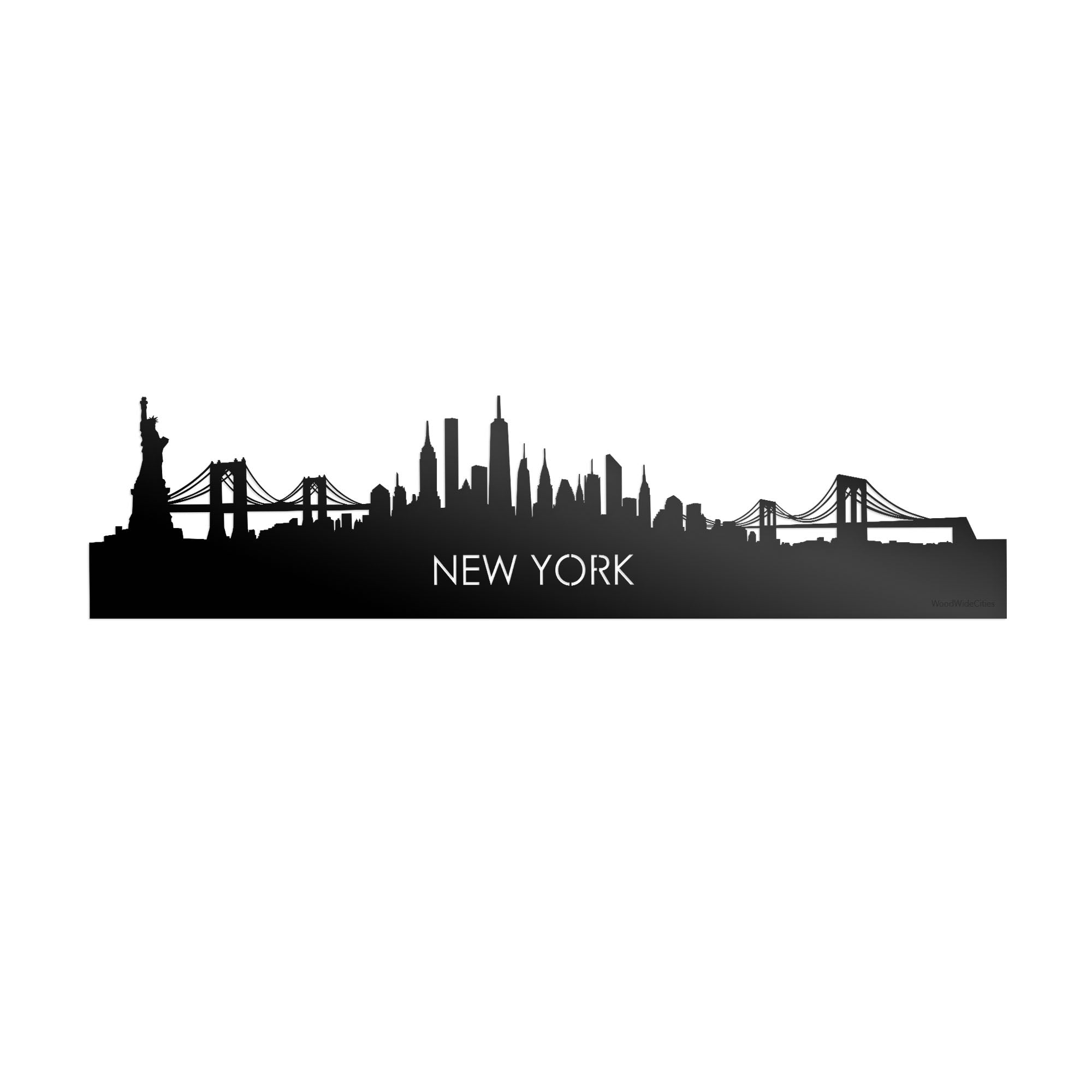 Skyline New York Zwart glanzend gerecycled kunststof cadeau decoratie relatiegeschenk van WoodWideCities