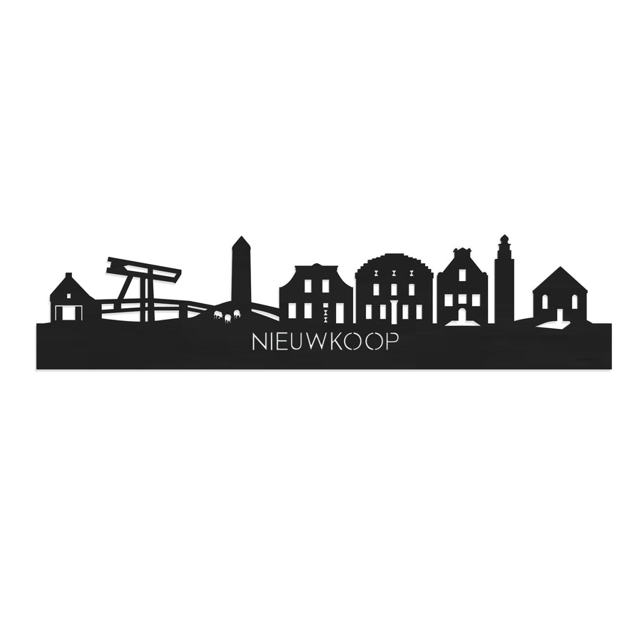 Skyline Nieuwkoop Zwart houten cadeau decoratie relatiegeschenk van WoodWideCities